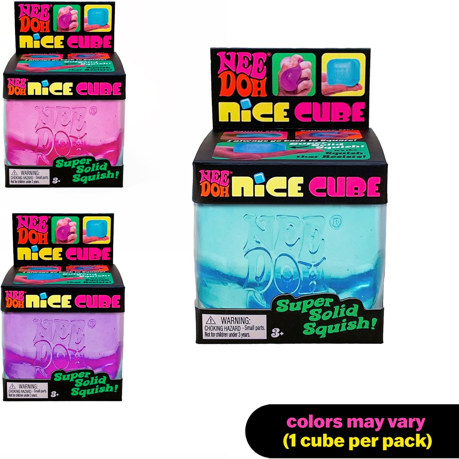 Schylling NeeDoh Nice Cube - Sensory Squeeze Toy with Super Solid Squish - 2.25 Cube - Color May Vary (Pack of 1) - Image 3